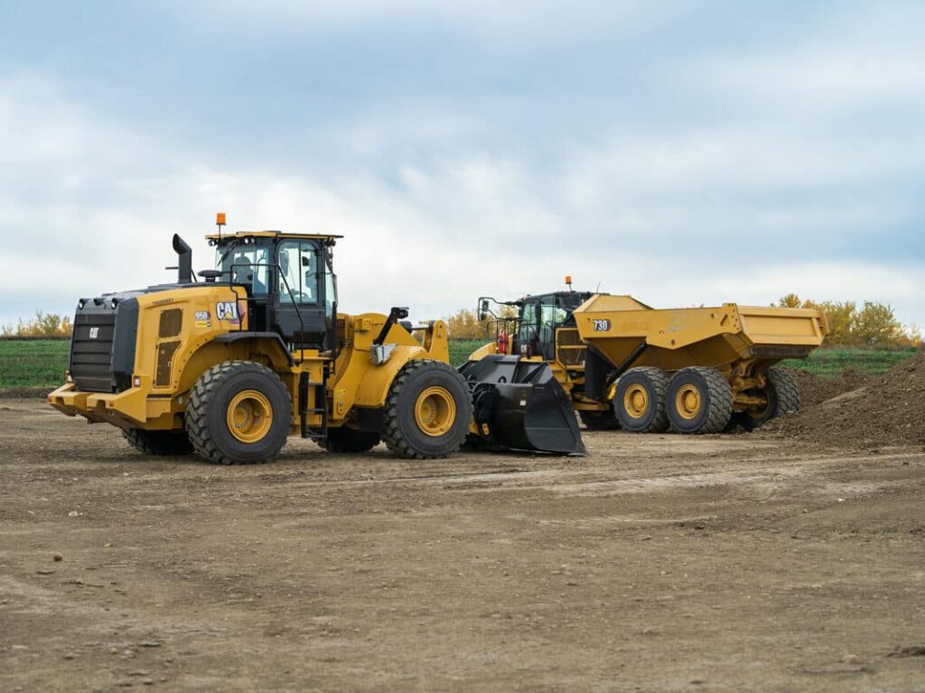 Construction vehicles on a dirt site