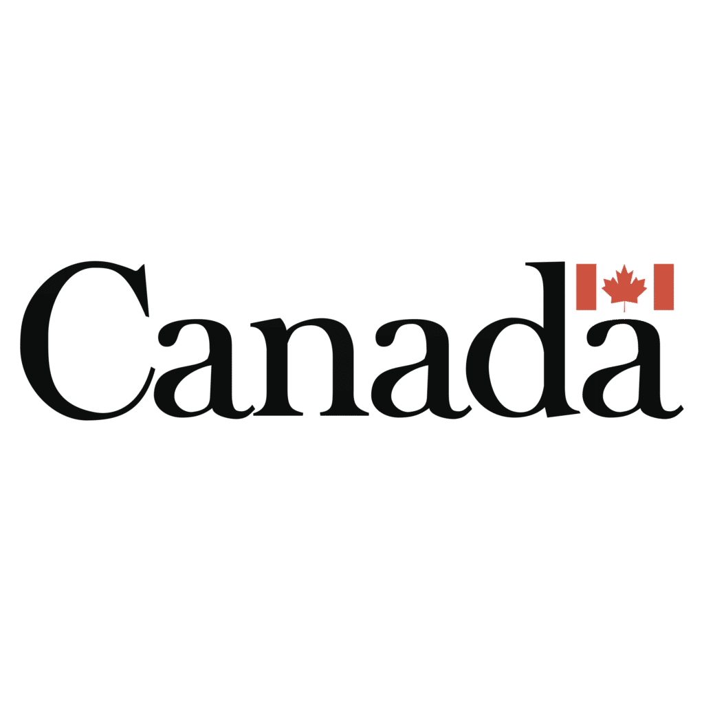 Canada wordmark with maple leaf flag